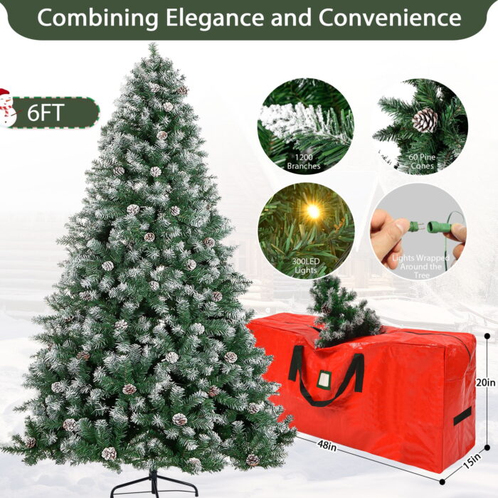 IZNEN 6ft Prelit Christmas Pine Tree, 8 Modes LED Lights, Artificial Spruce Xmas Tree with Large Storage Bag - Image 6