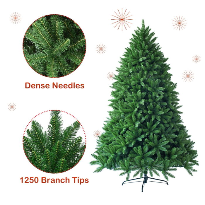 Costway 6ft Premium Hinged Artificial Christmas Fir Tree w/ 1250 Branch Tips - Image 8