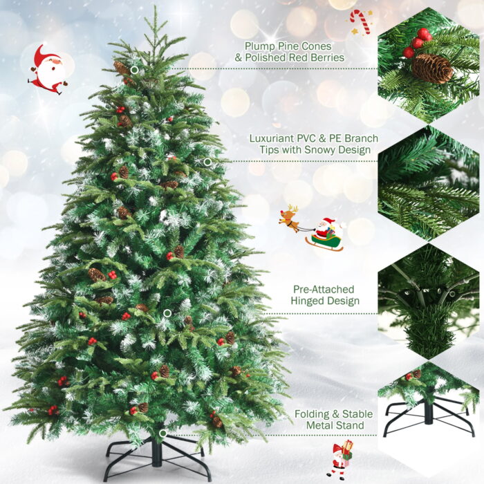 Gymax 5 FT Pre-Lit Artificial Christmas Tree Hinged Xmas Tree w/ 11 Flash Modes - Image 10