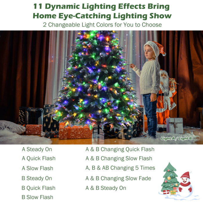 Gymax 5 FT Pre-Lit Artificial Christmas Tree Hinged Xmas Tree w/ 11 Flash Modes - Image 7