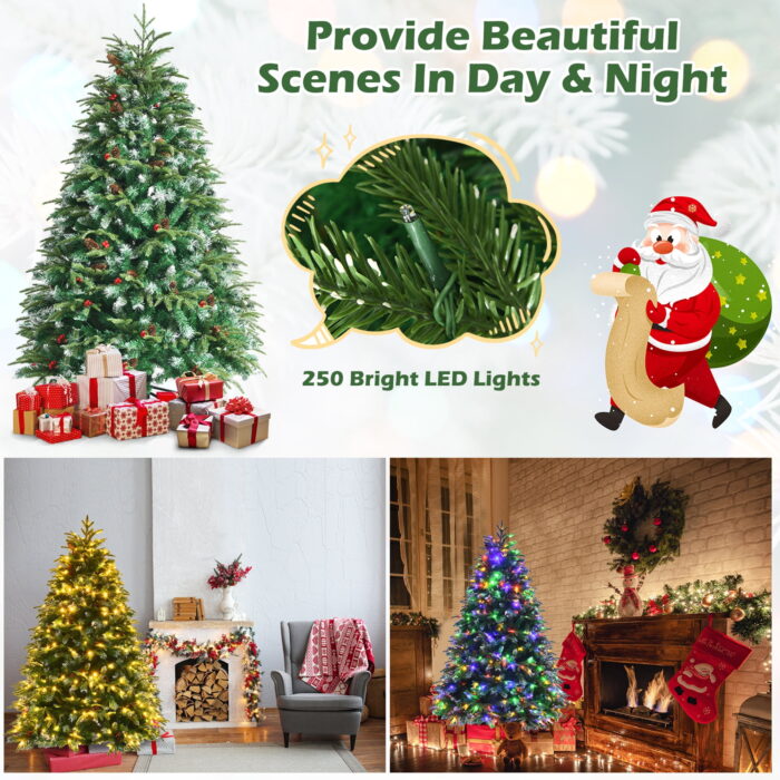 Gymax 5 FT Pre-Lit Artificial Christmas Tree Hinged Xmas Tree w/ 11 Flash Modes - Image 9