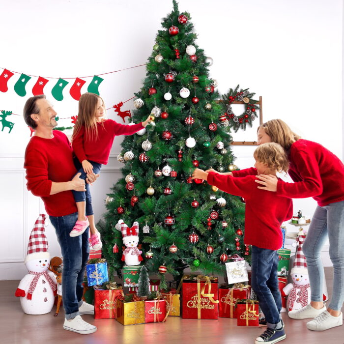 Posrue 7.5FT Holiday Christmas Tree, Green PVC Artificial Spruce Xmas Trees with 1600 Branch Tips, Un-Lit - Image 8
