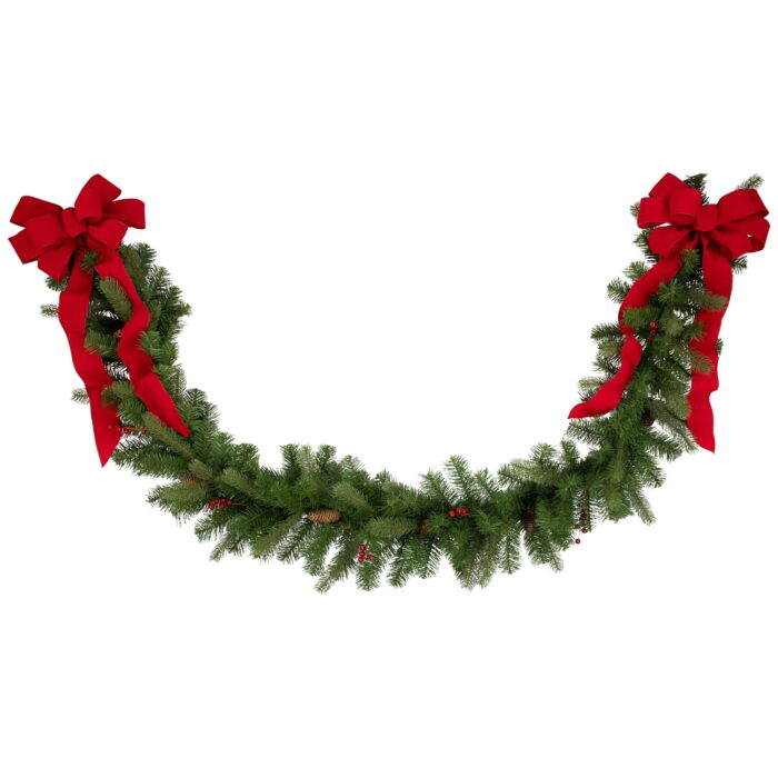 Northlight Real Touch™️ Noble Fir Commercial Christmas Garland with Berries - Unlit - 25' x 12" - Image 3