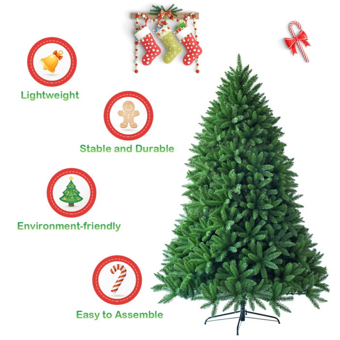 Costway 6ft Premium Hinged Artificial Christmas Fir Tree w/ 1250 Branch Tips - Image 7
