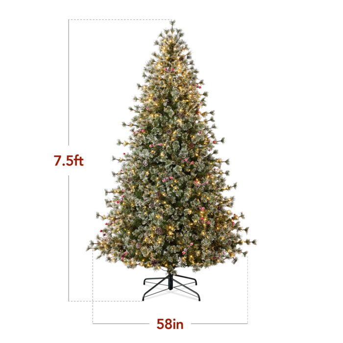 Best Choice Products 7.5ft Pre-Lit Cashmere Christmas Tree, Premium Semi-Flocked Pre-Decorated Artificial Holiday Decor - Image 8