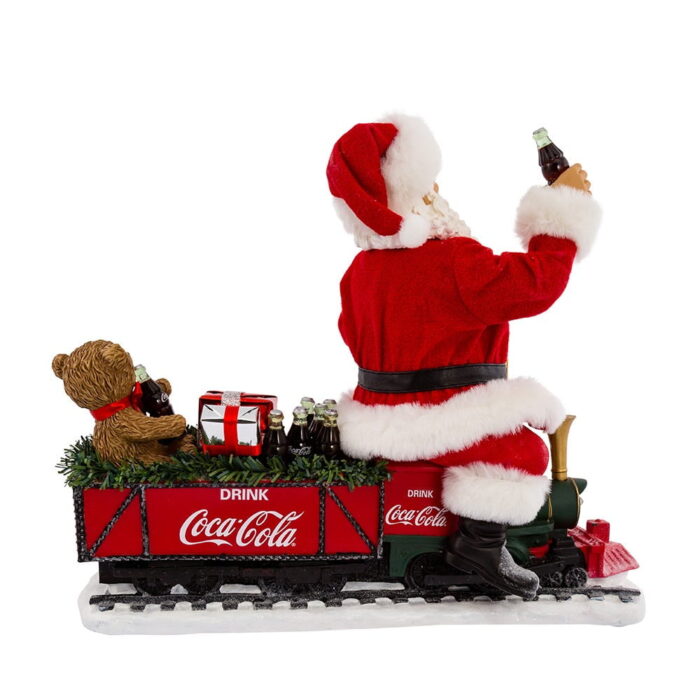 Kurt Adler 13.25 Inch Coca-Cola Battery-Operated Santa Train with LED Garland, Red - Image 4
