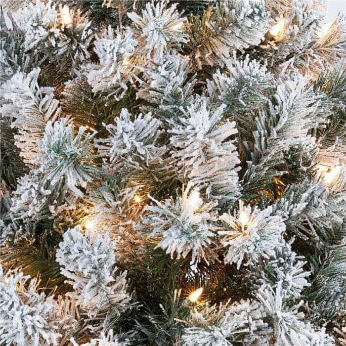 Yaheetech 7.5Ft Pre-lit Flocked Artificial Christmas Tree with Foldable Stand and Warm Lights, Green - Image 10