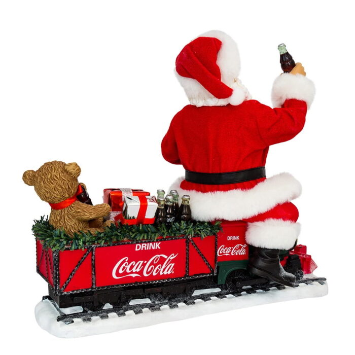 Kurt Adler 13.25 Inch Coca-Cola Battery-Operated Santa Train with LED Garland, Red - Image 3
