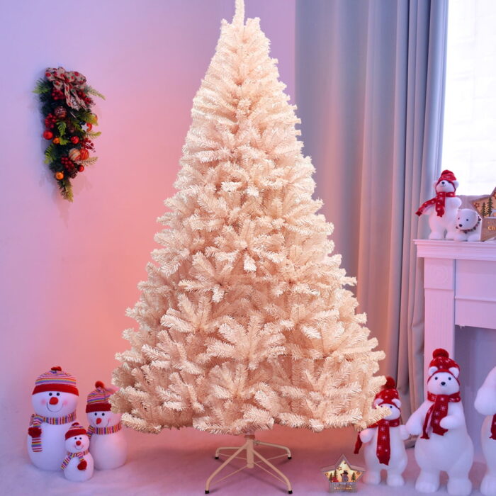 Costway 7ft Pink Artificial Christmas Tree Hinged Full Fir Tree Metal Stand - Image 3