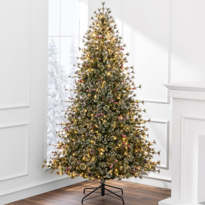 Best Choice Products 7.5ft Pre-Lit Cashmere Christmas Tree, Premium Semi-Flocked Pre-Decorated Artificial Holiday Decor