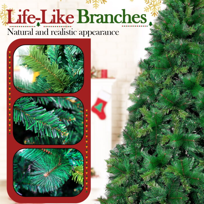Posrue 7.5FT Holiday Christmas Tree, Green PVC Artificial Spruce Xmas Trees with 1600 Branch Tips, Un-Lit - Image 2