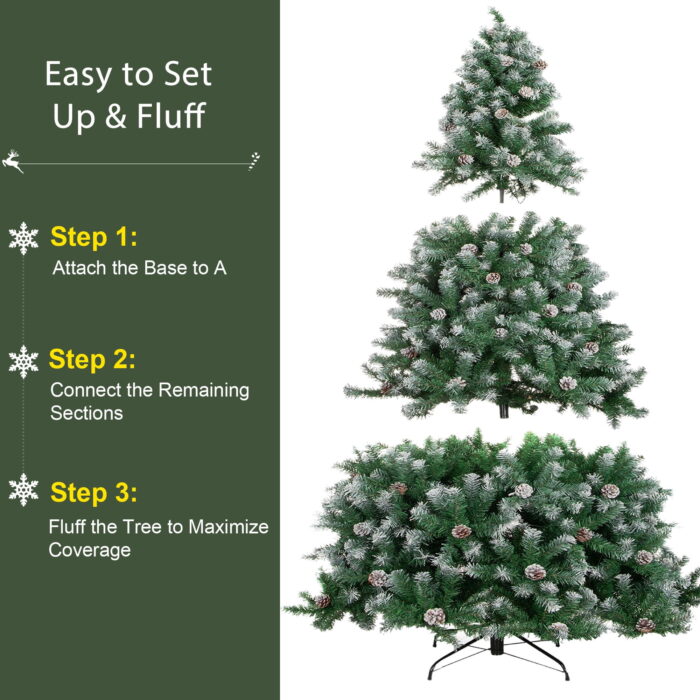 IZNEN 6ft Prelit Christmas Pine Tree, 8 Modes LED Lights, Artificial Spruce Xmas Tree with Large Storage Bag - Image 5