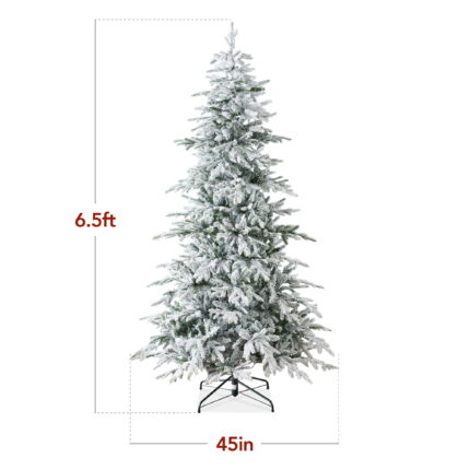 Best Choice Products 6ft Pre-Lit Flocked Artificial Aspen Noble Fir Christmas Tree w/ 1,350 Branch Tips, 300 LED Lights - Image 9