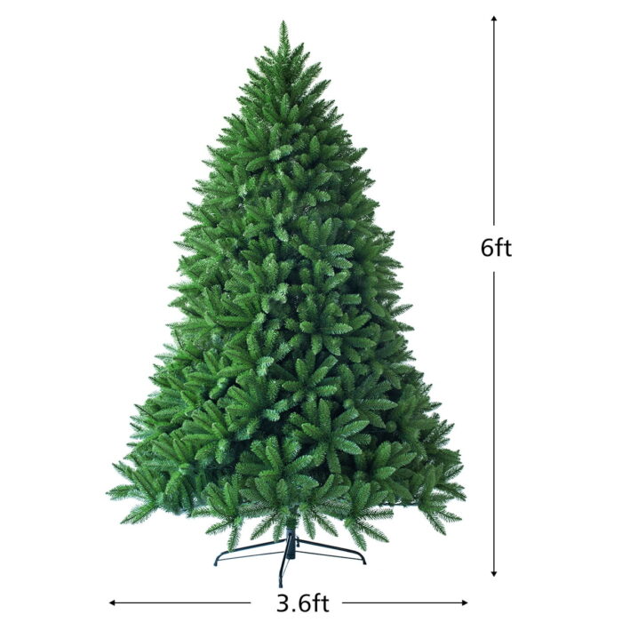 Costway 6ft Premium Hinged Artificial Christmas Fir Tree w/ 1250 Branch Tips - Image 4