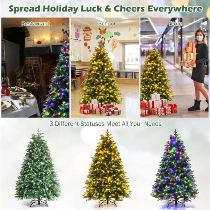 Gymax 5 FT Pre-Lit Artificial Christmas Tree Hinged Xmas Tree w/ 11 Flash Modes - Image 5