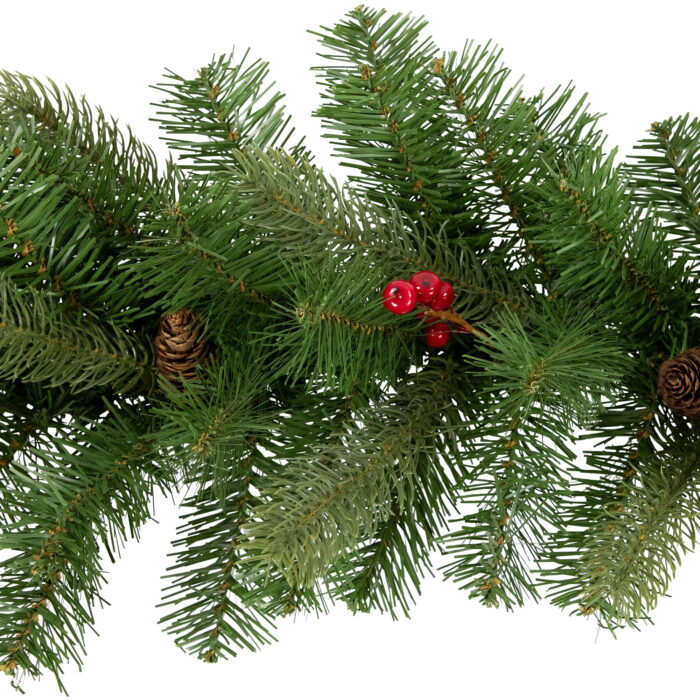 Northlight Real Touch™️ Noble Fir Commercial Christmas Garland with Berries - Unlit - 25' x 12" - Image 5
