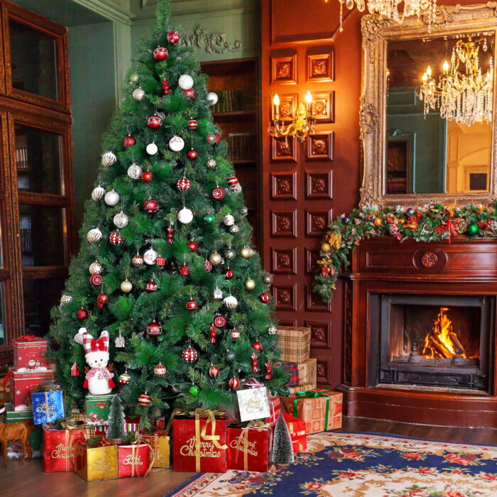 Posrue 7.5FT Holiday Christmas Tree, Green PVC Artificial Spruce Xmas Trees with 1600 Branch Tips, Un-Lit - Image 4