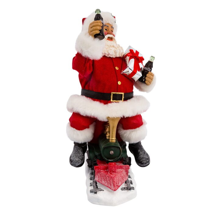 Kurt Adler 13.25 Inch Coca-Cola Battery-Operated Santa Train with LED Garland, Red - Image 2