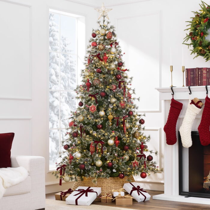 Best Choice Products 7.5ft Pre-Lit Cashmere Christmas Tree, Premium Semi-Flocked Pre-Decorated Artificial Holiday Decor - Image 2