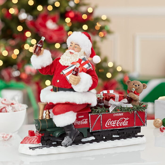 Kurt Adler 13.25 Inch Coca-Cola Battery-Operated Santa Train with LED Garland, Red - Image 6