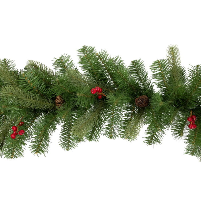 Northlight Real Touch™️ Noble Fir Commercial Christmas Garland with Berries - Unlit - 25' x 12" - Image 4