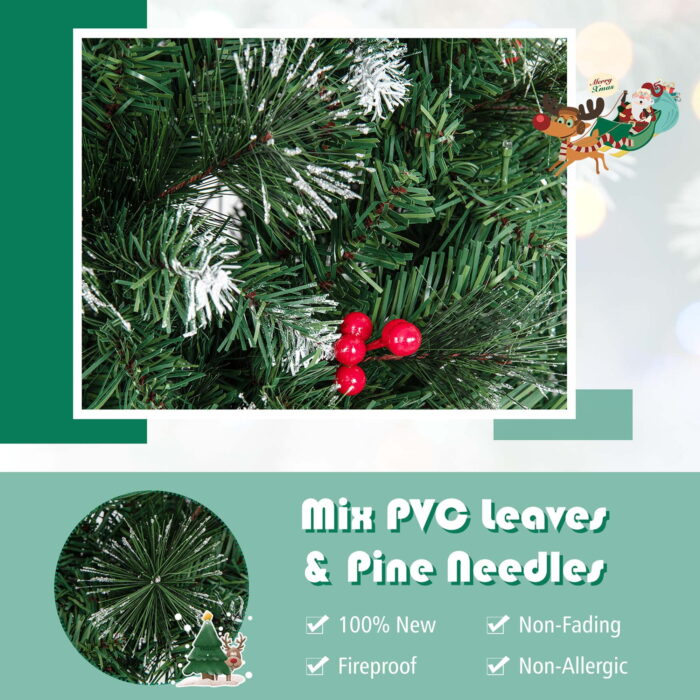 Costway 9 FT Pre-Lit Christmas Tree Slim Pencil Hinged with 500 Lights & 1298 Branch Tips - Image 7