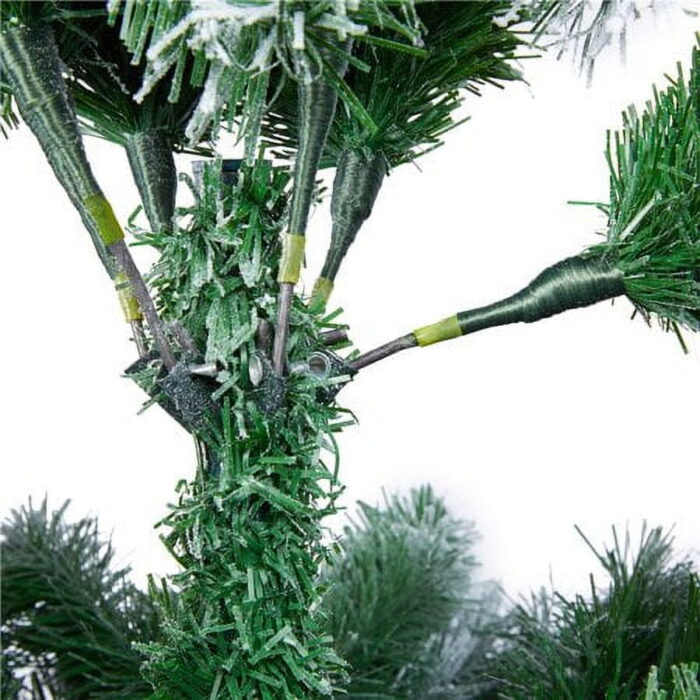 Yaheetech 7.5Ft Pre-lit Flocked Artificial Christmas Tree with Foldable Stand and Warm Lights, Green - Image 7
