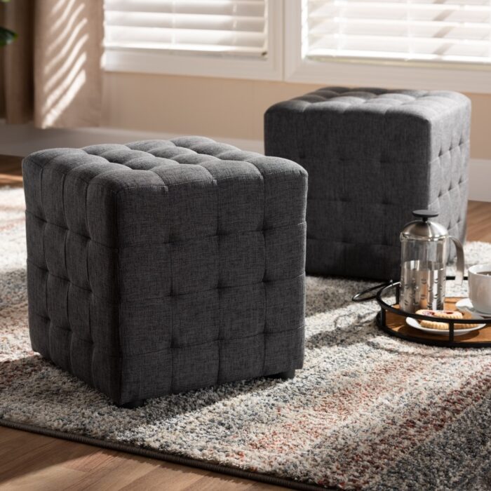 Contemporary Fabric 2-Piece Ottoman Set