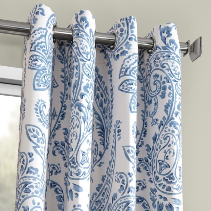 Exclusive Fabrics Tea Time China Grommet Room Darkening Curtains (2 Panels) - Stylish Privacy & Light Control in Paisley Design