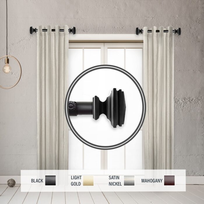 InStyleDesign Mantle 1" Side Curtain Rod 12-20 inch long (Set of 2) - 12 to 20 inches