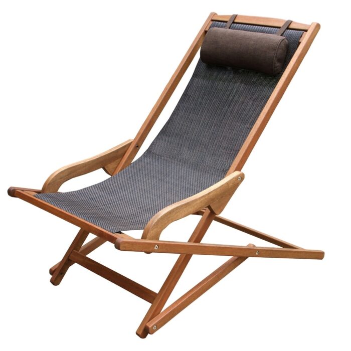 Eucalyptus & Dark Brown Sling Swing Lounger