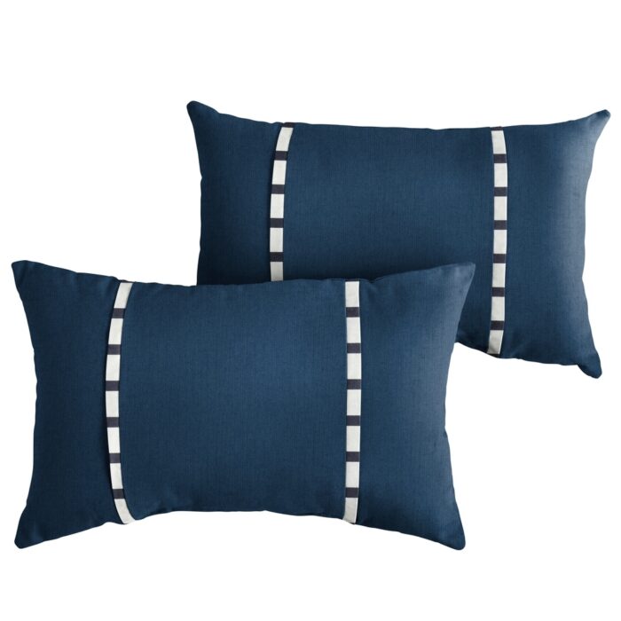 Roah Navy with Blue Stripes Indoor/Outdoor Lumbar Pillows (Set of 2) by Havenside Home