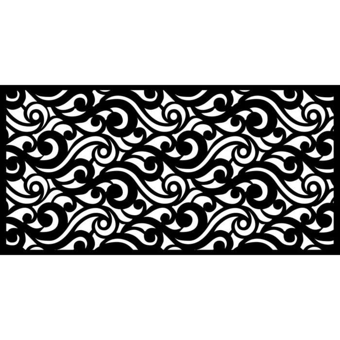 Laser Cut Metal Privacy Stand Combo Fence, 75" x48 " - WaveCurve