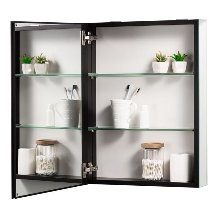 Modern Bathroom Wall Mirror Medicine Cabinet Meta Black