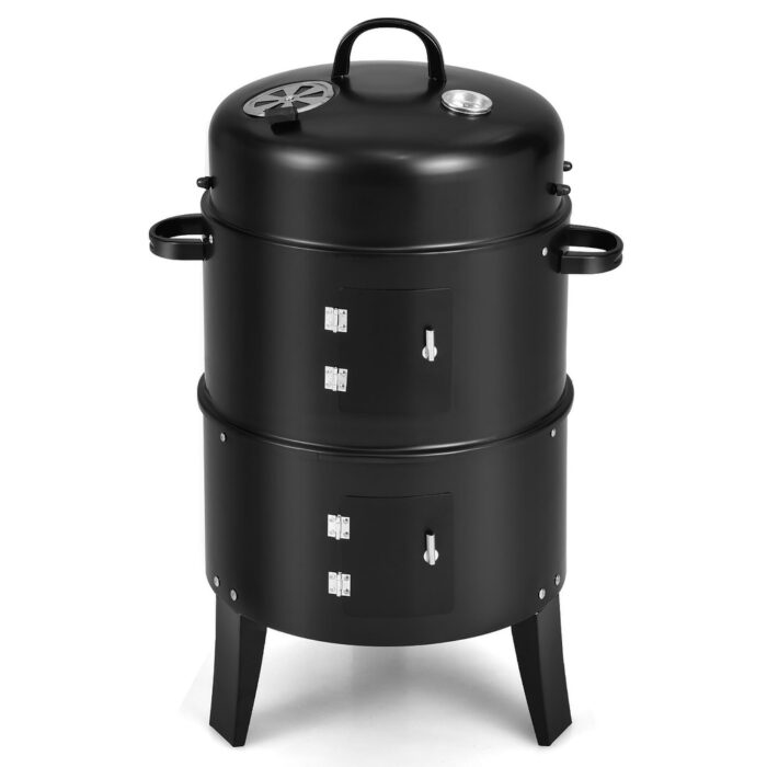 Costway3-in-1 Vertical Charcoal Smoker Portable BBQ Smoker Grill with