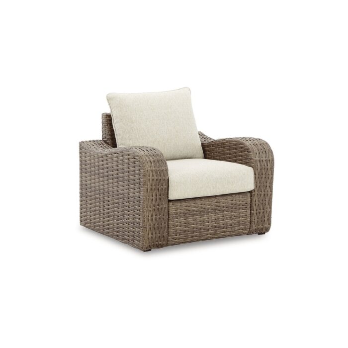 Signature Design by Ashley Sandy Bloom Brown/Beige Outdoor Lounge Chair with Cushion - 38"W x 35"D x 30"H - Image 2