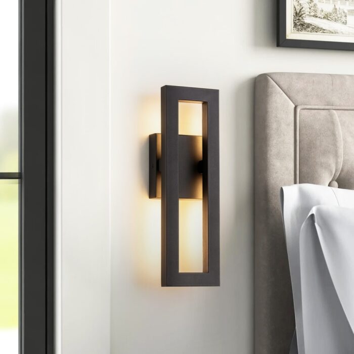 14 in. Industrial Aluminum Square Outdoor Wall Light Integrated LED 3000K Waterproof Lantern Wall Sconce - Image 2
