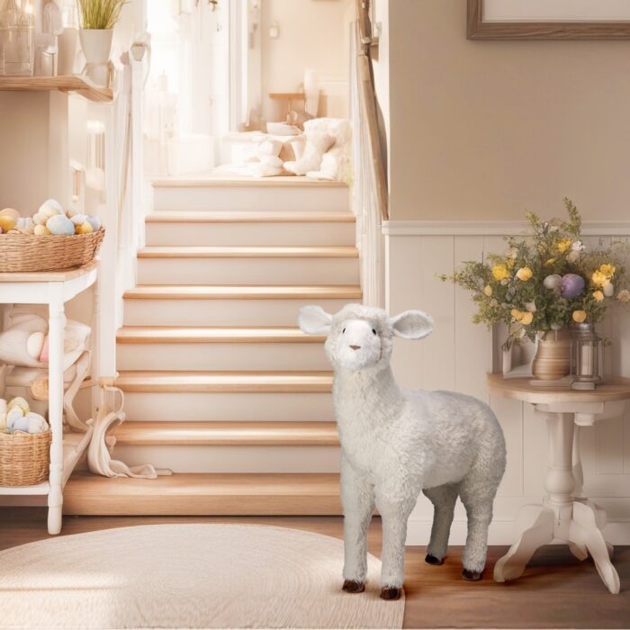Display Furry Easter Lamb 27.5"L