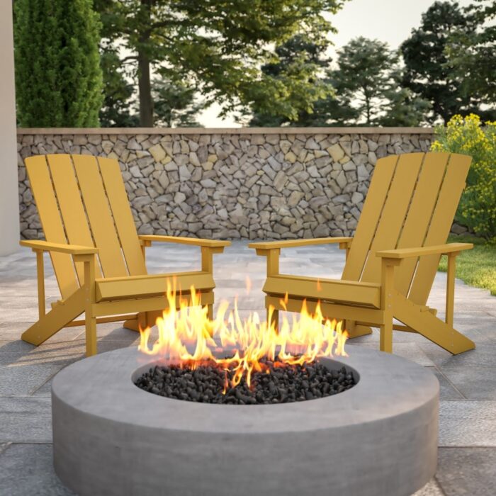 Outdoor All-Weather Poly Resin Wood Adirondack Chairs (Set of 2)