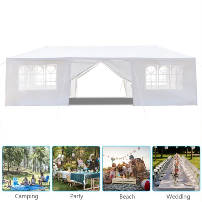 Outdoor Party Tent with 8 Removable Sidewalls, Waterproof Canopy Patio Wedding Gazebo, White