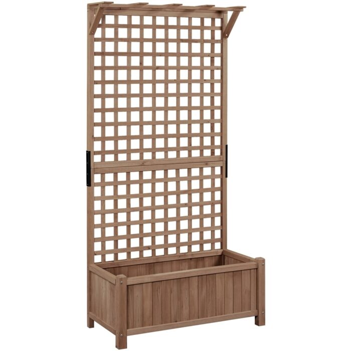 Yaheetech 72"H Wood Planter Raised Bed with Trellis Free Standing Planter Box for Garden Yard