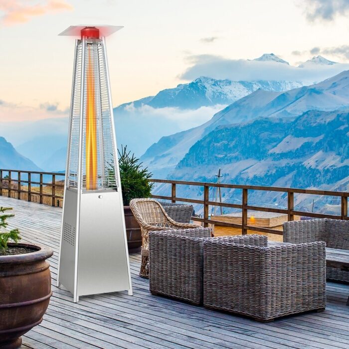 Costway 90'' Tall Pyramid Patio Heater Quartz Glass Tube Flame Heating - Image 2