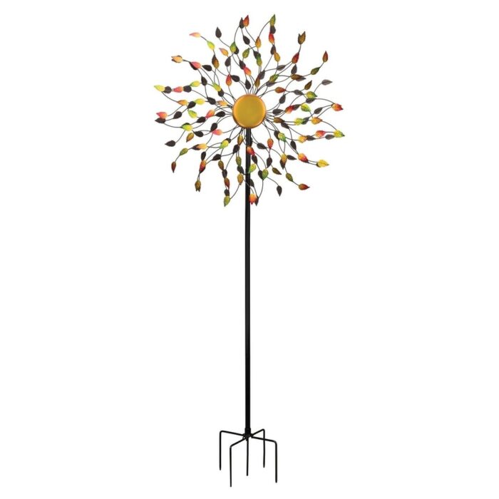 32" Rotating Wind Spinner - Leaves - 32"x9.5"x85" - Image 2