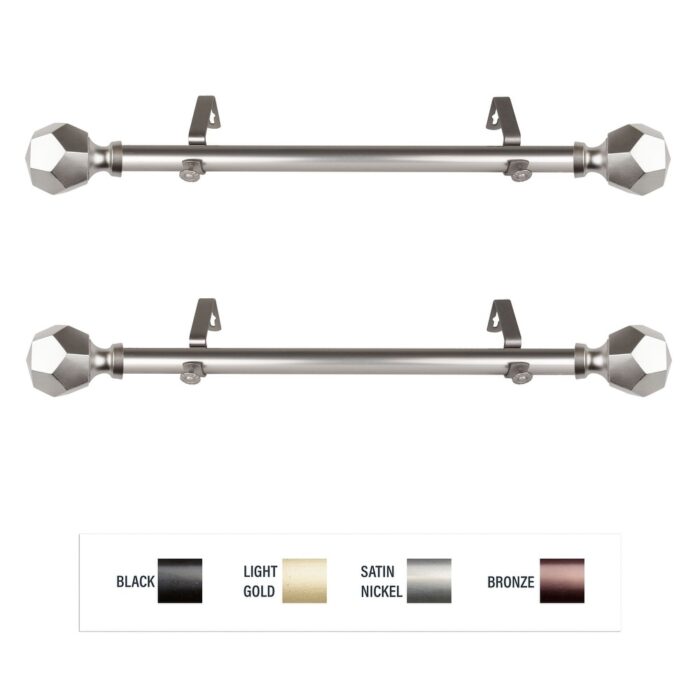 InStyleDesign Valdo 1" Side Curtain Rod 12-20 inch long (Set of 2) - 12 to 20 inches - Image 2