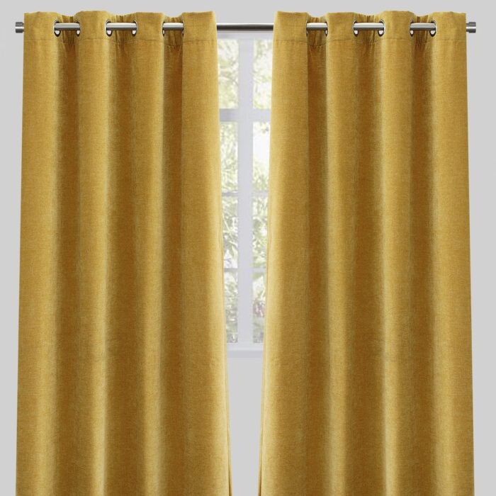 Rodeo Home Vargas Luxury Solid Chenille Grommet Curtains (Set of 2) - 54" x 96" - 54" x 96"