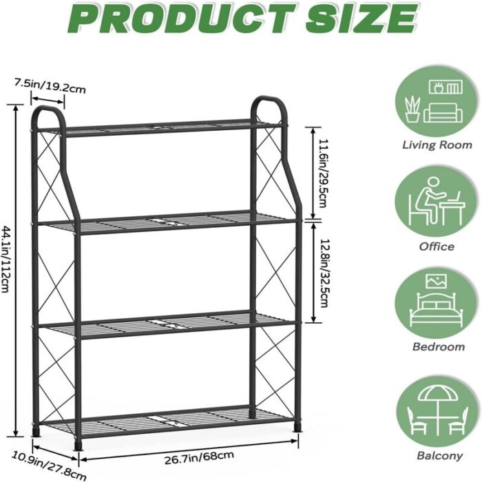 4 Tier Metal Plant Stand Shelf - Black - Image 2