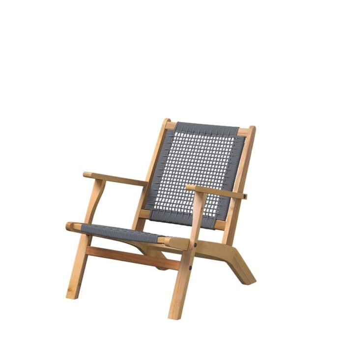 Vega Natural Stain Outdoor Chair in Gray Cording - Image 2