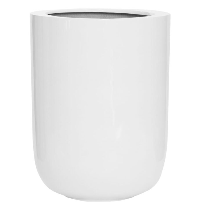 Pottery Pots Dice Large Fiberstone Indoor Outdoor Modern Round Tall Planter, 17.3 Inch Tall - Image 2