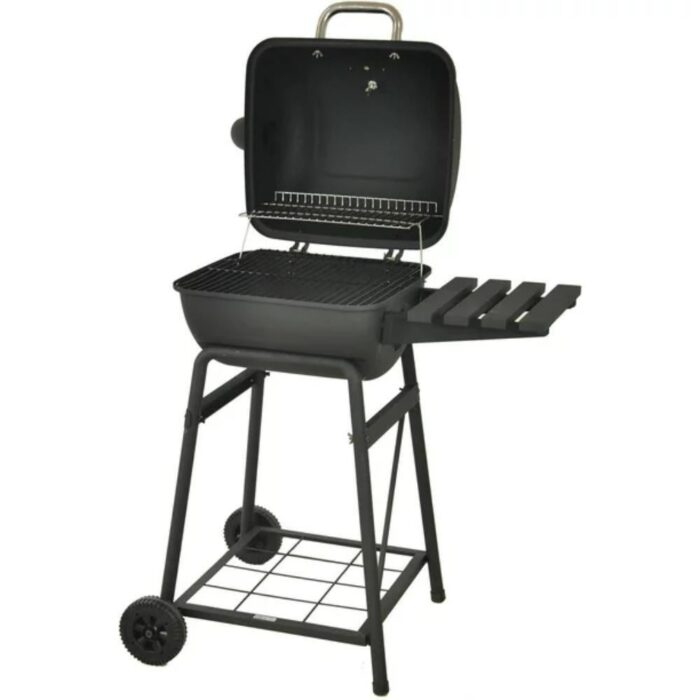26" Mini Barrel Charcoal Grill with Side Shelf, Black - Image 2