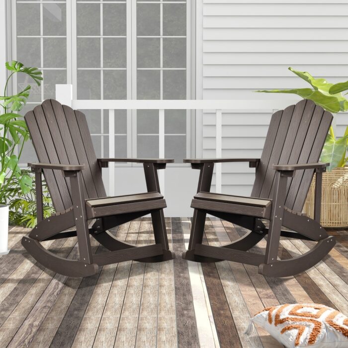 OVIOS Plastic Wood Adirondack Outdoor Patio Rocking Chair (Set of 2)